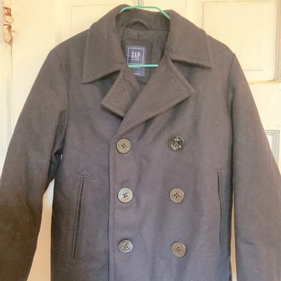 GAP Kids Navy Pea Coat in size medium - Picture 2 of 8